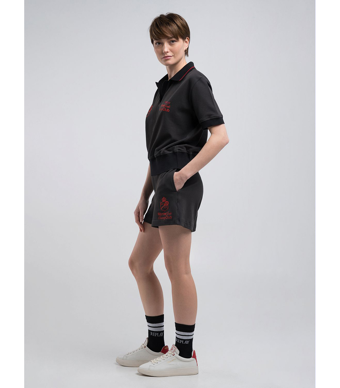 モンテカルロカントリークラブコレクションクロップドポロシャツ 詳細画像 ブラック 4